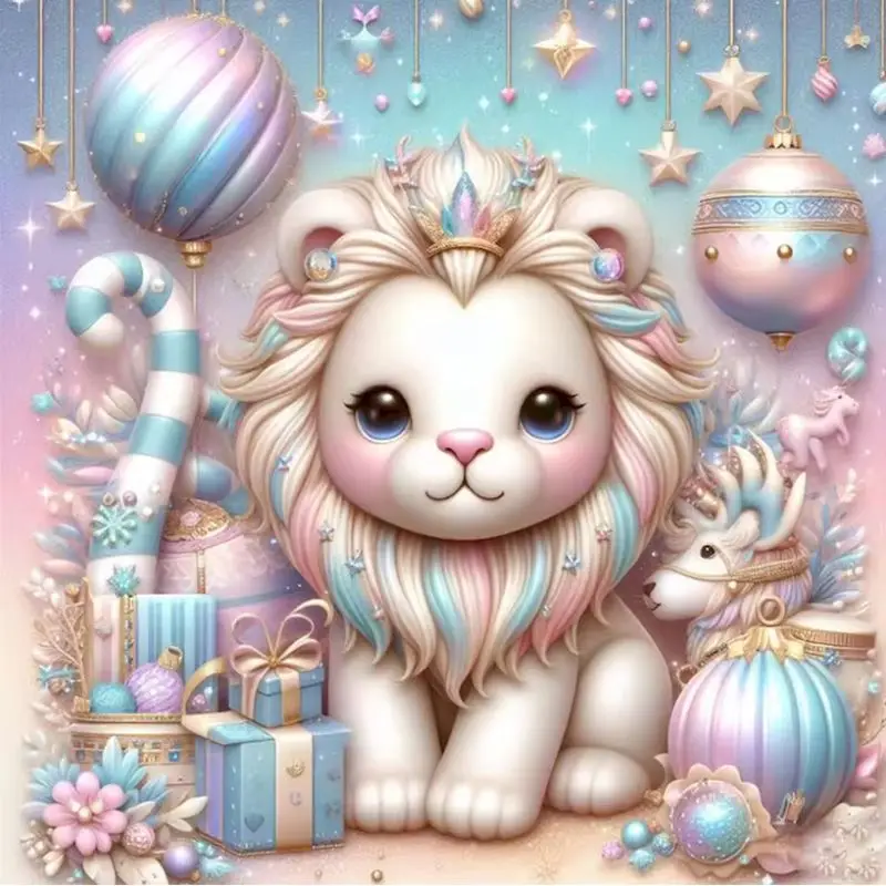 

GATYZTORY New Arrival Diamond Mosaic Lion Animal Suitable For Beginners Embroidery Waterfall DIY Painting Cloud Child Gift