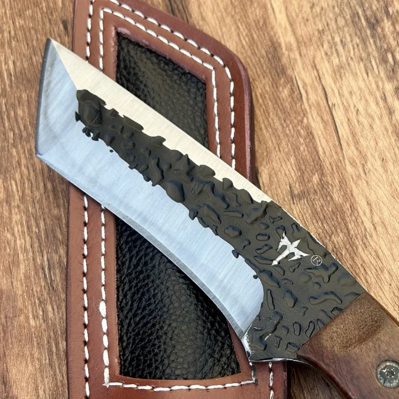 Outdoor survival knife with integrated keel straight knife, high hardness, field survival self-defense portable knife