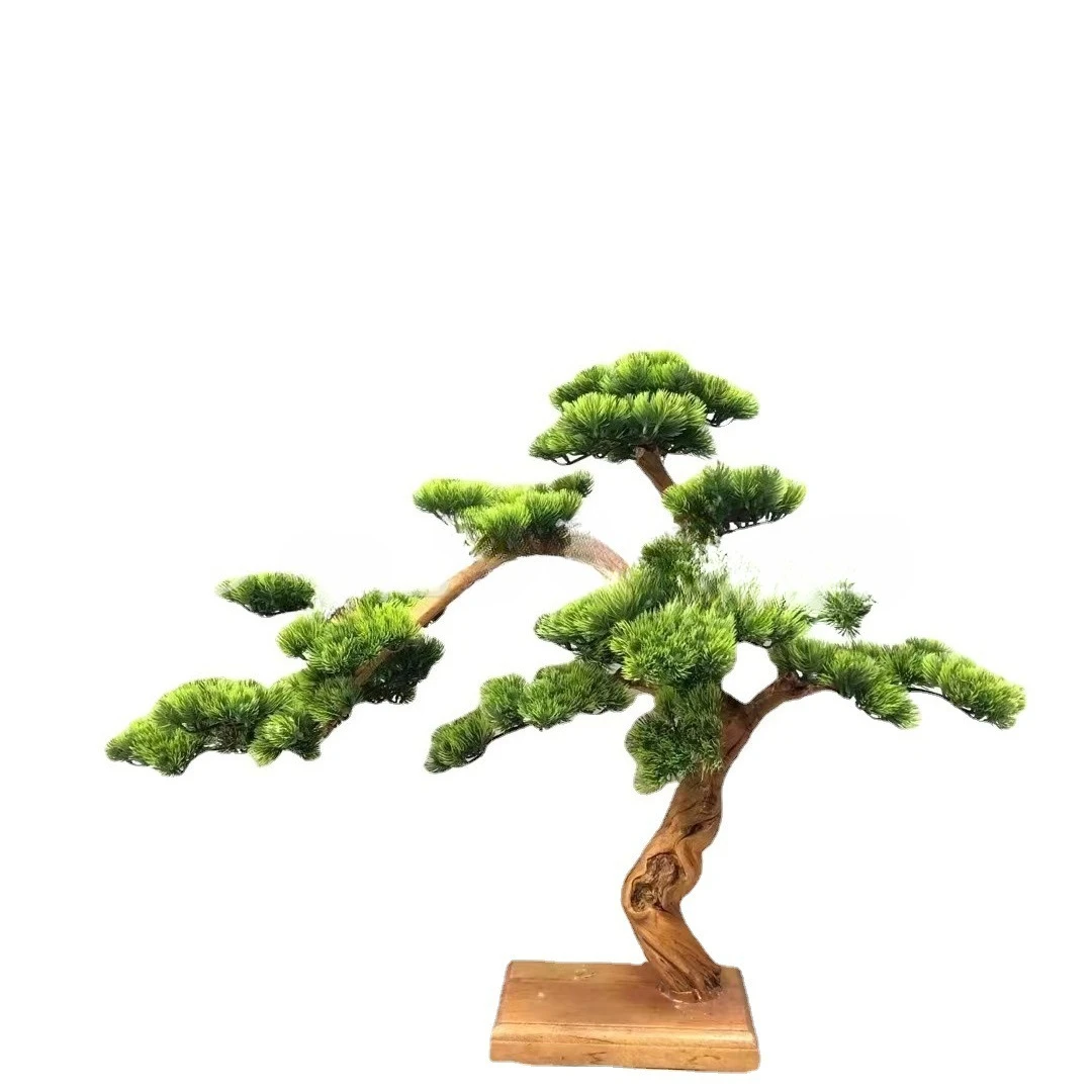 

Living room solid wood welcome pine, hotel desktop entrance green plants, fake pine trees, landscaping large bonsai decorative