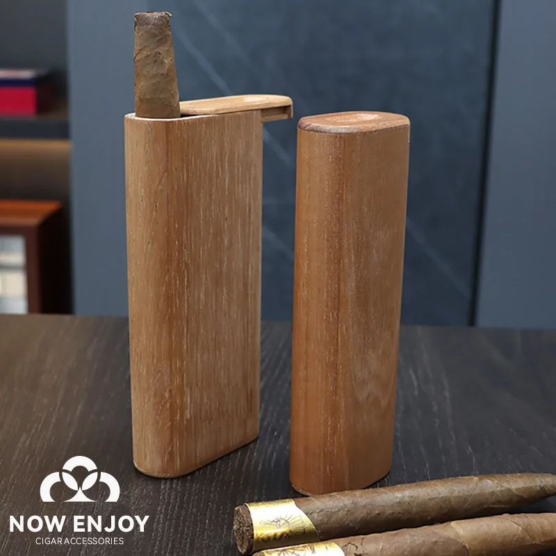 Portable Cigar Case Natural Cedar Wood Travel Tube Moisturize Slide Cover Design, Humidor Smoking Accessories view 6