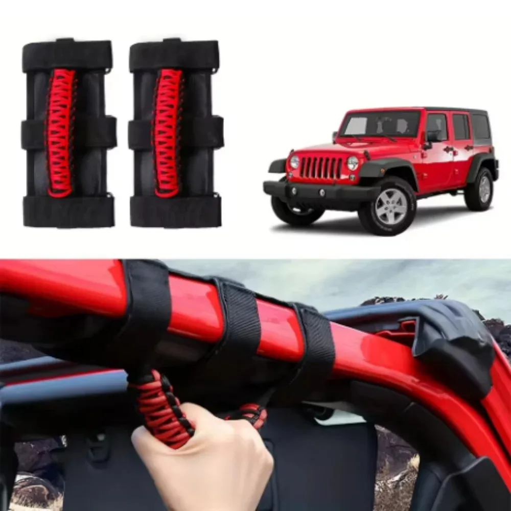 

2Pcs Car Roof Handle Rope Grab Handles Grip Handle Fit For Jeep Wrangler CJ YJ TJ JK JL 1955-2020 For Jeep Gladiator JT