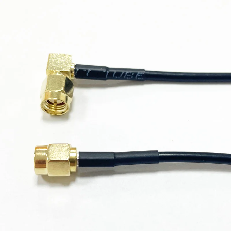 SMA RP-SMA Male Plug to SMA Male Right Angle Crimp RG174 RF Cable Jumper Pigtail 15cm