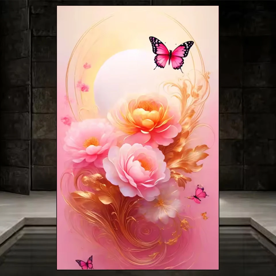 DIY Diamond Embroidery Set Flower Dream Rose Butterfly Full Square Round Diamond Diamond Embroidery Mosaic Handmade Home Decor