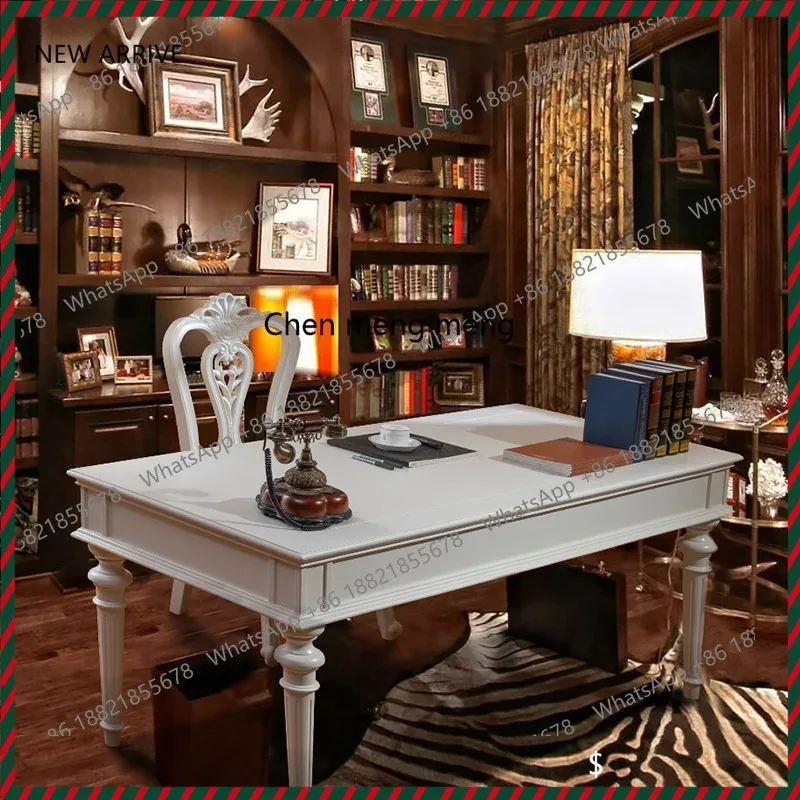 

Modern American all-solid wood desk and chair combination home study furniture European office computer desk cherry wo