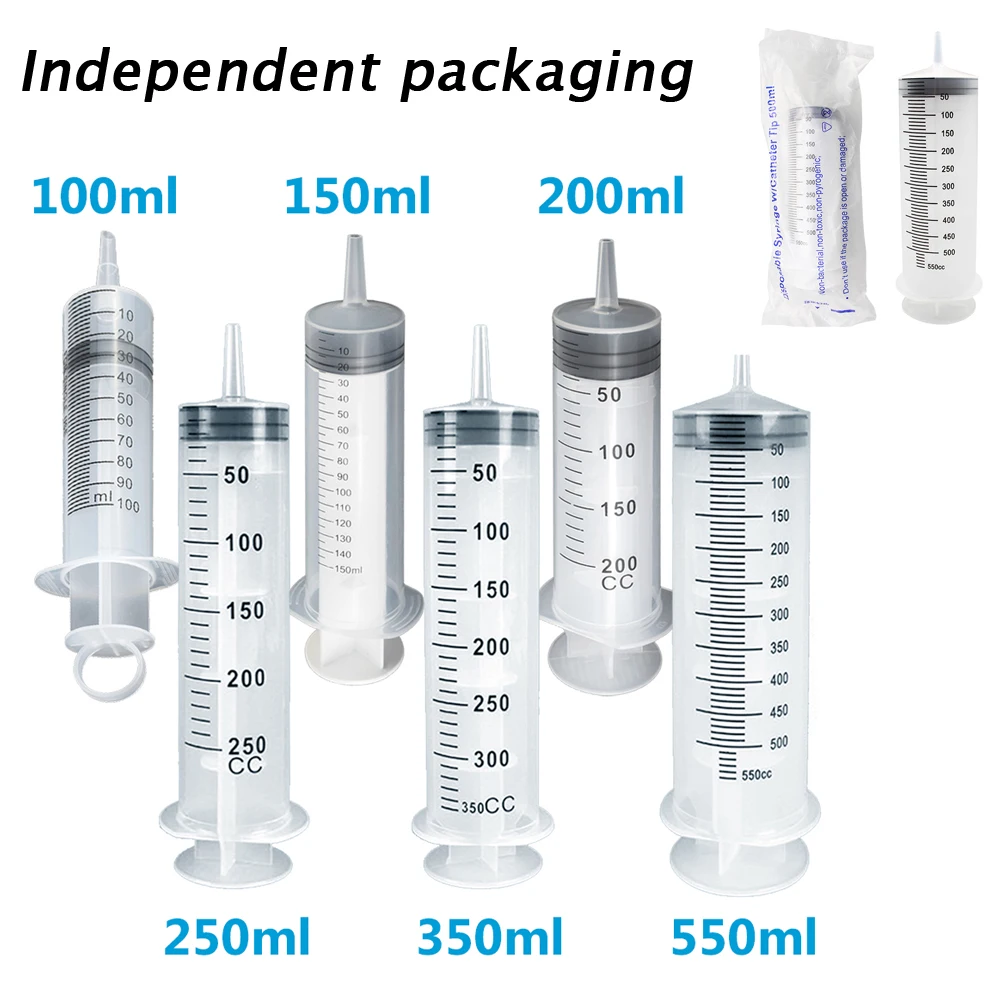 

100/150/200/250/350/550ml Large Capacity Syringe Reusable Pump Measuring With 100cm Hose For Draw Ink Liquid Oil Glue Applicator