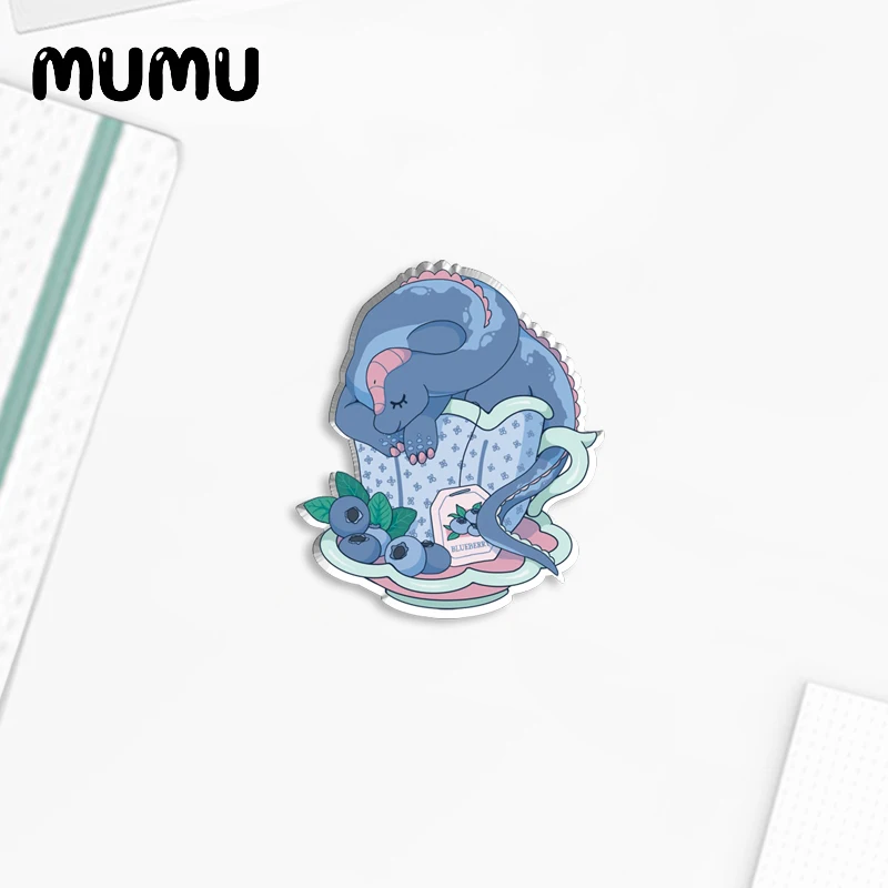 2023 New Teacup Dinosaurs Lapel Pin Rose Tea Rex Acrylic Brooches Handmade Epoxy Jewelry Shirt Bag Badge