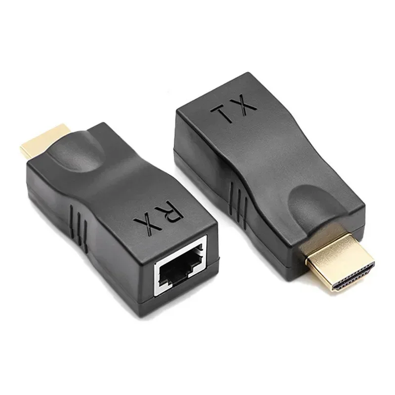 Câble d'extension LAN compatible HDMI vers RJ45 sur CAT5e/6 UTP, 30M, 1080P HD 4K, Ports réseau RJ45