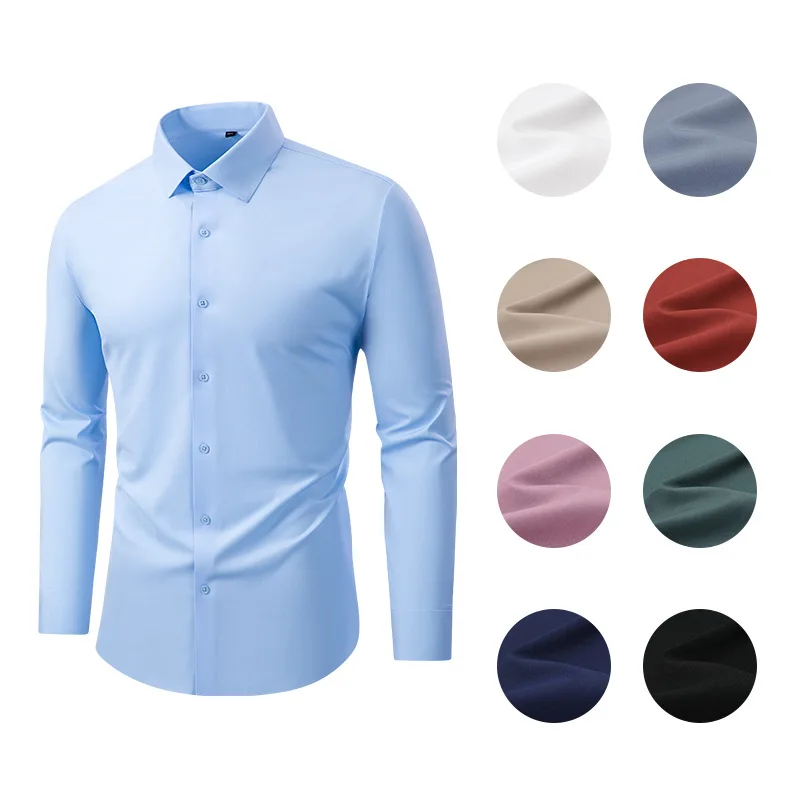 Non-Iron Stretch Shirt for Men Wrinkle Free High Elasticity Four Way Stretch Business Casual Shirt,Plus Size Shirts,Mens Shirt