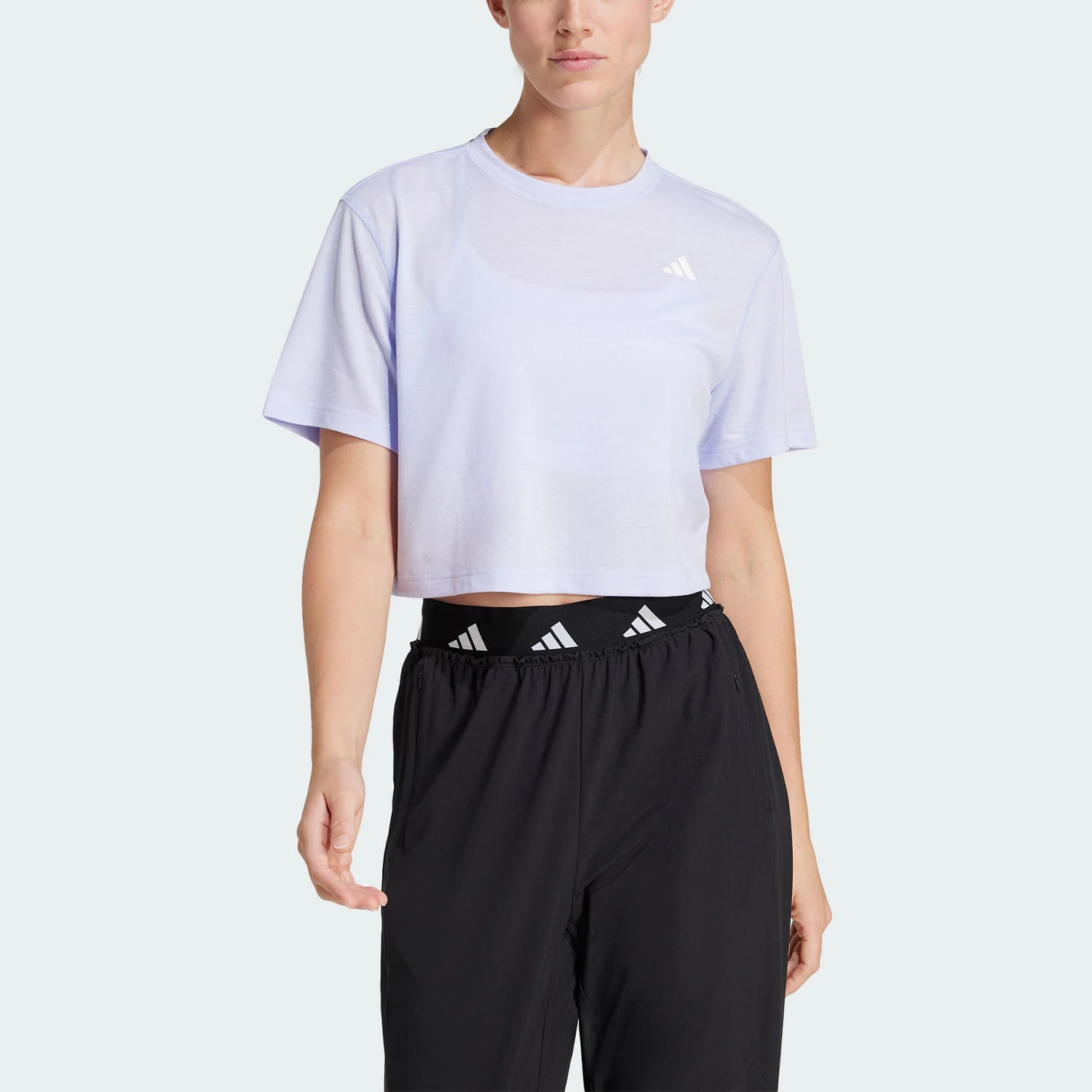 アディダス-正規品-夏-レディース-フィットネス-ラウンドネック-シンプル-トレーニング-半袖-tシャツ-je6168