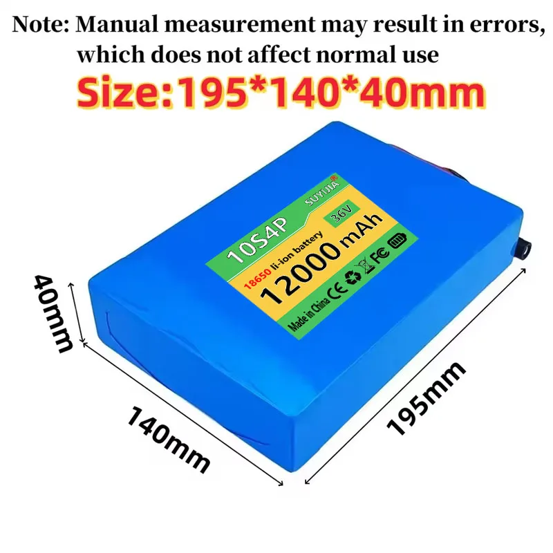 36V 10S4P 12000mAh 18650 Built-in Battery, Suitable for 500W 750W Electric Skateboard Commuting Tool Battery Pack, with BMS.