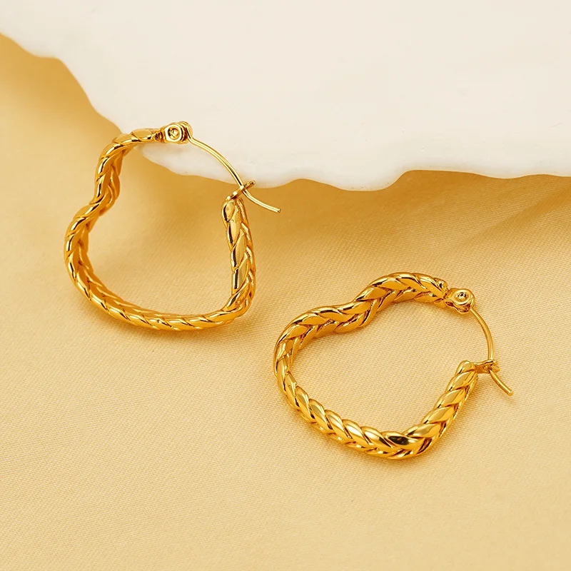 10PCS Fried Dough Twists Retro Earrings Stainless Steel Temperament Earrings for Women Stud Earrings Jewelry Gifts Wholesale