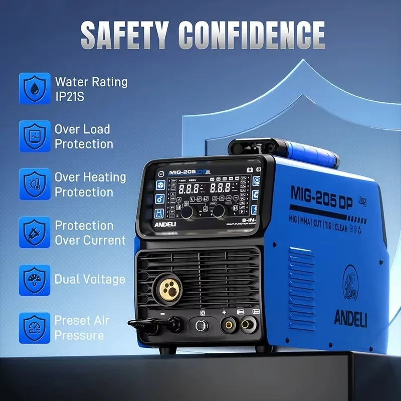 110V  220V  10 in 1  MIG TIG CUT MMA and Flux Clean Welding Machine