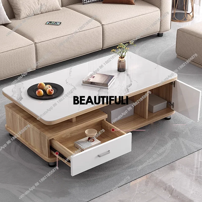 Modern Decoration Coffee Table Wood Storage Drawers Side Table Living Room Standing Moving Kaffee Tische Lounge Suite Furniture