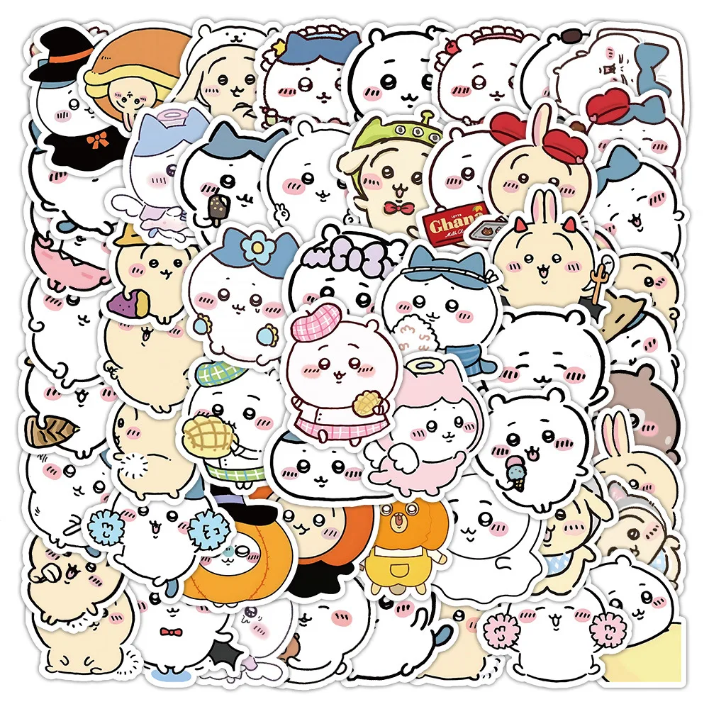 64PCS Kawaii Chiikawa Stickers Anime Pet Profile Picture Sticker Toys Laptop Phone Suitcase Notebook Label Stationery Sticker