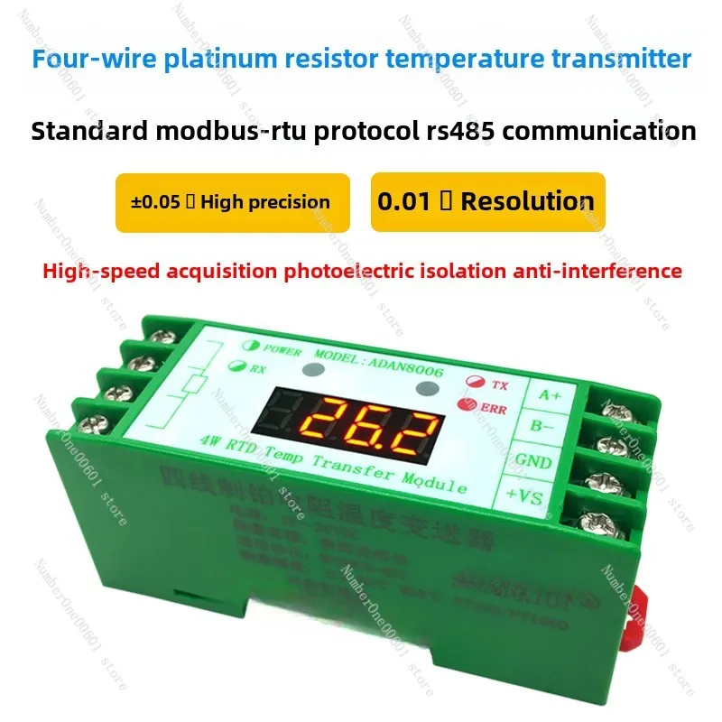 4-Wire Platinum Thermistor Temperature Transmitter PT100 Module CU50/RS485 High Precision ADAN8006