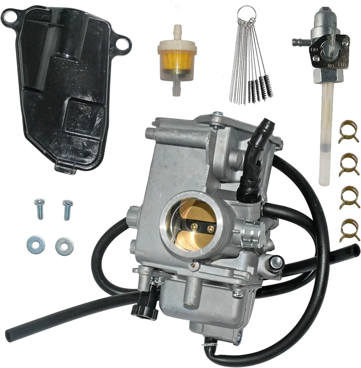 Carburetor with Petcock Fuel Tank Shut Off Valve Replacement Fits Honda Big Red 250 ATC250ES 1985 1986 1987 ATV Carburetor