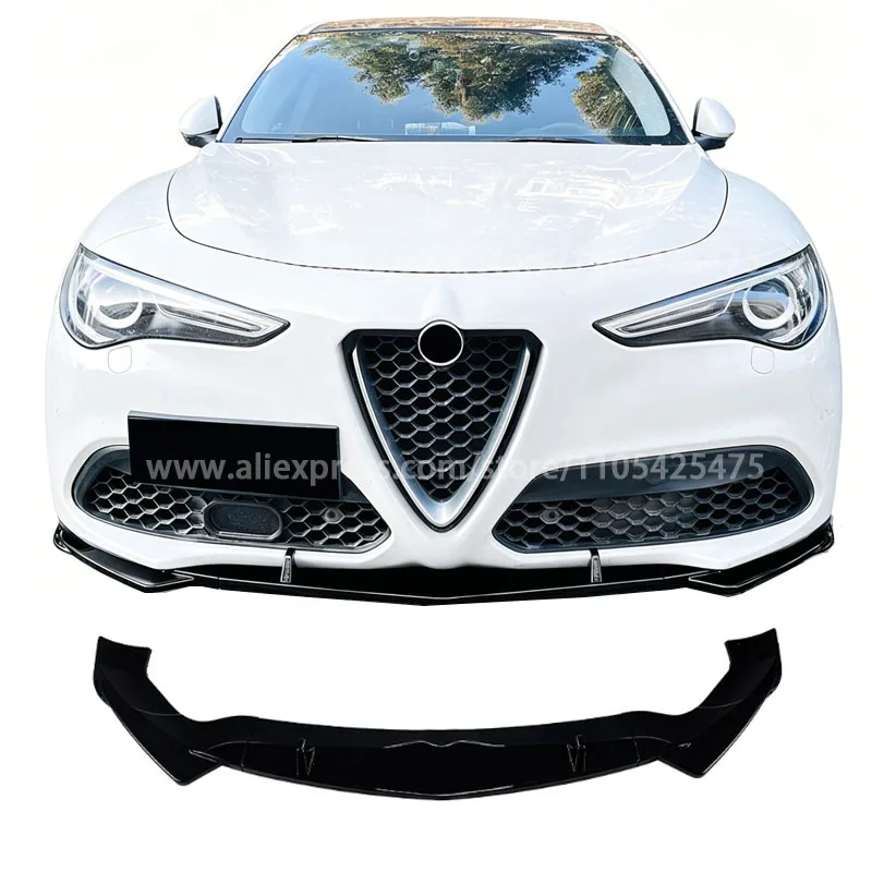 

Glossy Black Lower Lip Front Bumper Spoiler For Alfa romeo Stelvio 2017+ Body Kit Splitter Trim