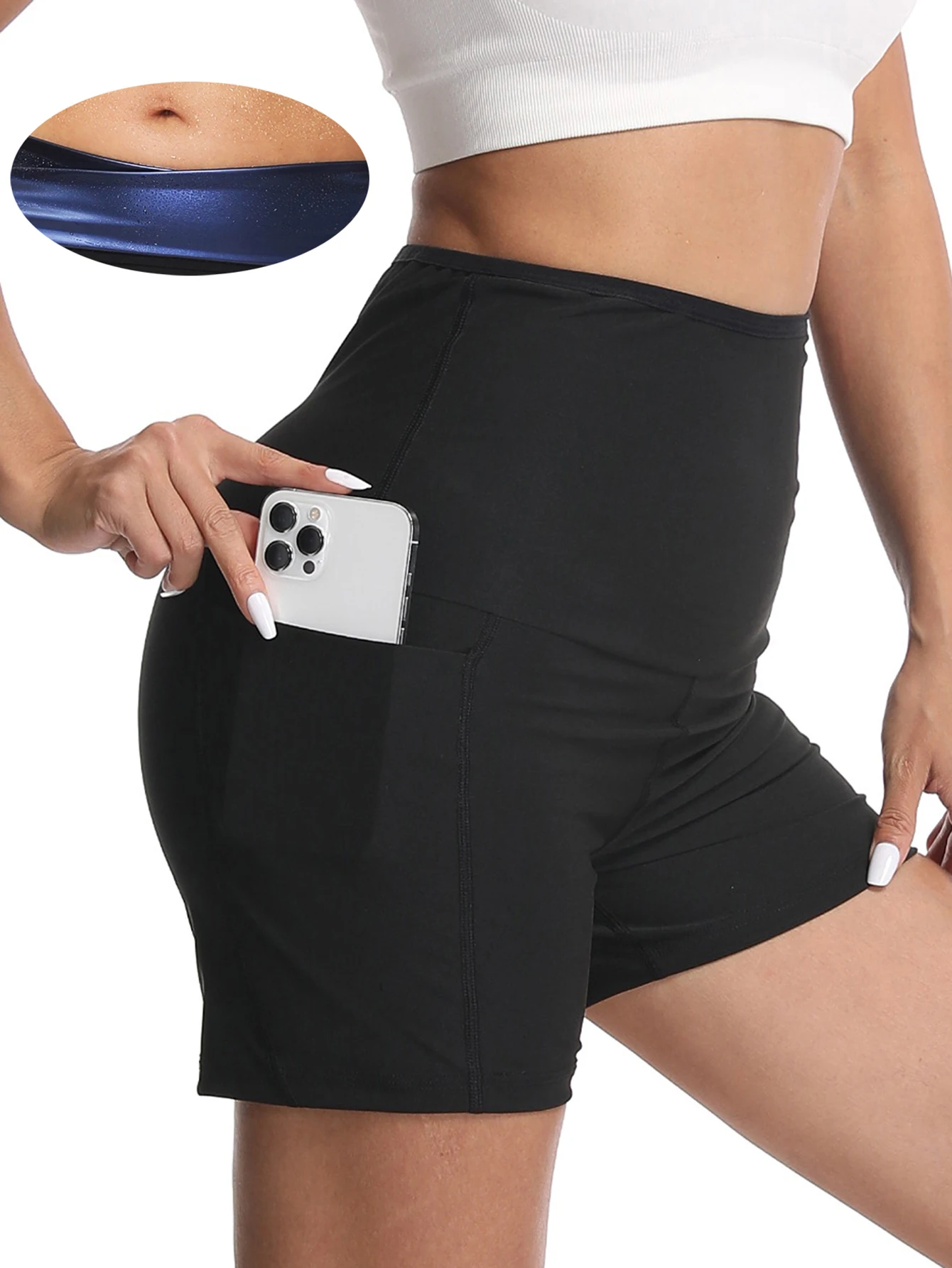 Pantalons de sport et de fitness pour femmes, vêtements de sauna à poches, pantalons sculptants