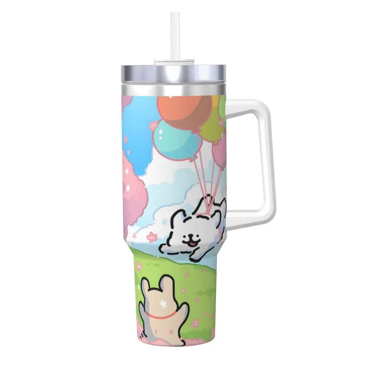 Maltese Line Dog Stainless Steel Tumbler Beach Car Mugs 40oz Thermal Cups Leakproof Cold and Hot Milk Tea Water Bottle