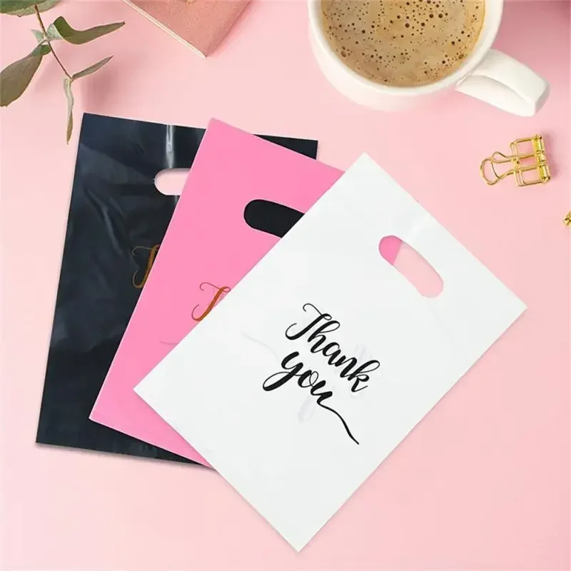 50Pcs Thank You Gift Bag Plastic Wedding Birthday Party Treat Bag Favor Small Business Shopping Candy Cookie Packaging XMAS