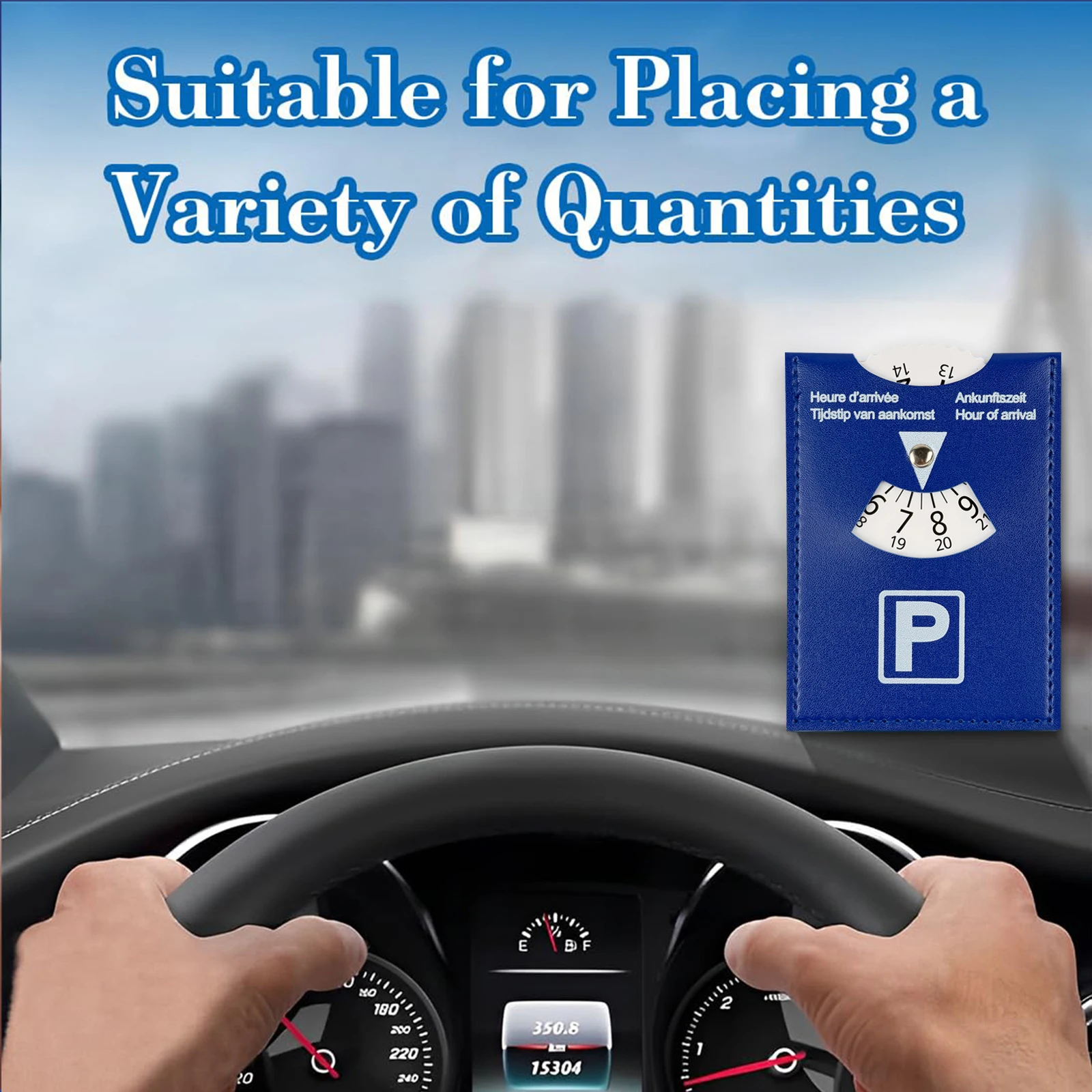 Car Sliding Parking Timer Adjustable Arrival Time Display Multilingual Disc with PVC Leather Base for Dashboard Accessories
