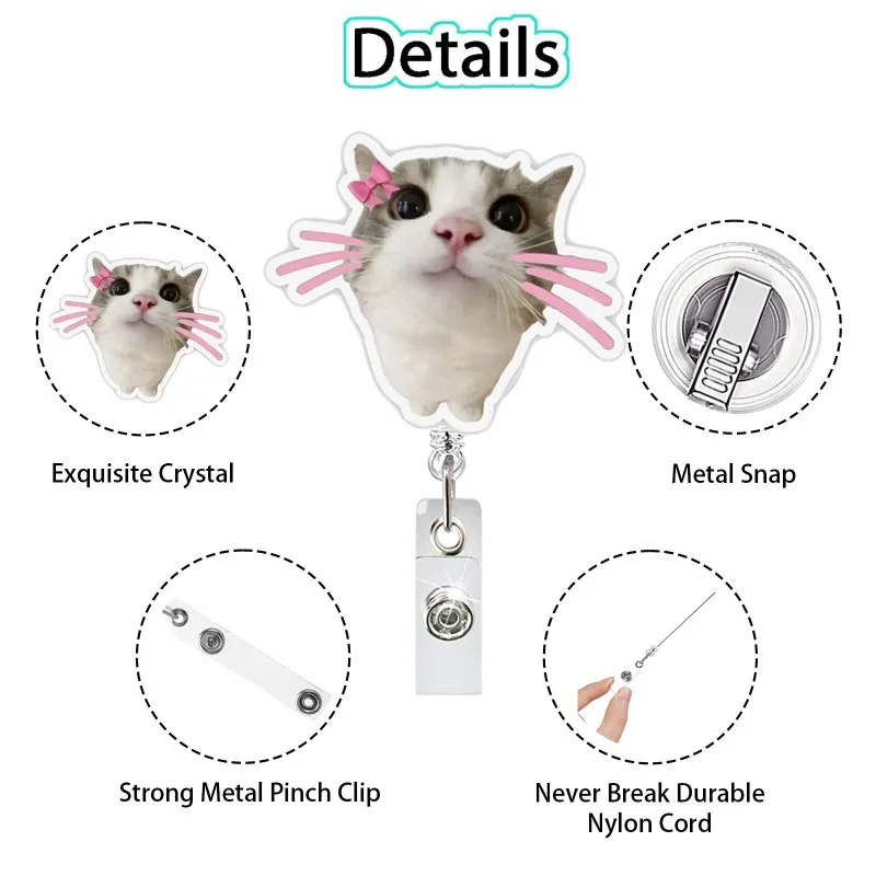 1pcs Cute Animal Cat Retractable Badge Holder Reel Exhibition Enfermera Student Boy Name Card Girl Use Chest Card