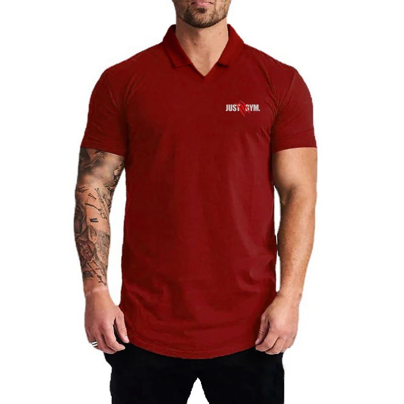 FITNESS SHARK New Men's Short-sleeved Business Handsome Moisture-absorbing Breathable Running POLO Shirt