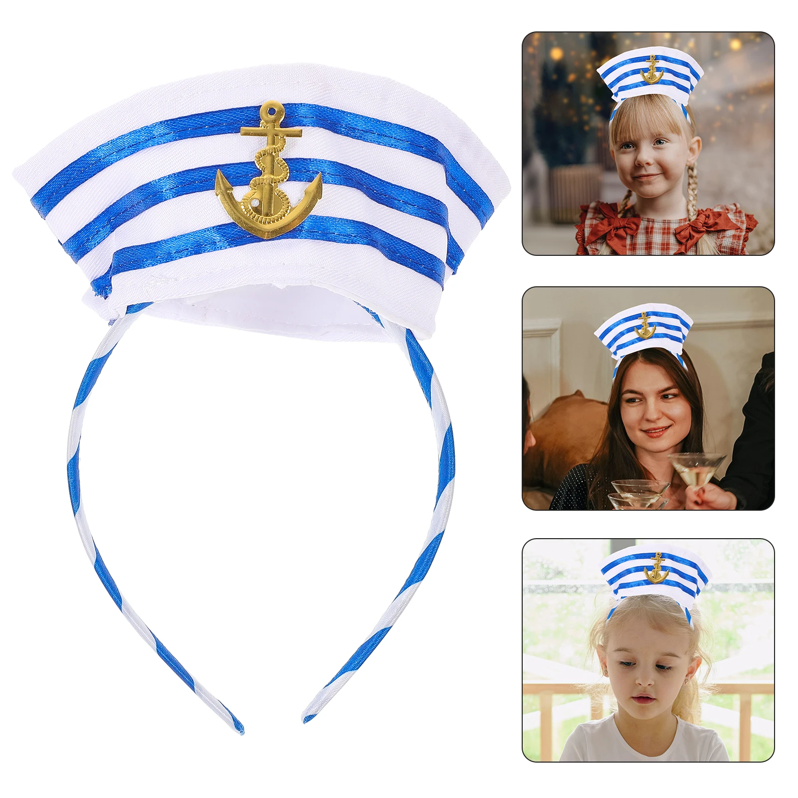 

Navy Headband for Men Women Captain Yacht Hat Sailor Cloth Blue Accessories Cosplay Costume Hair Hoop Nautical Party
