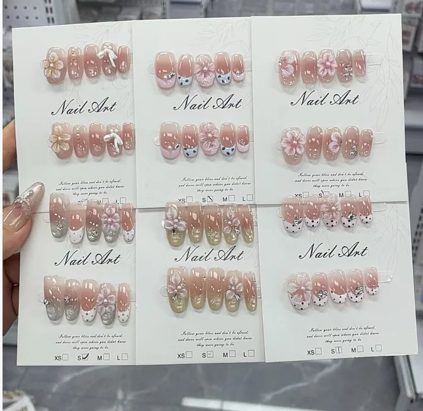 Mixed Style Handmade False Press On Nails, Multiple Patterns Artificial Nails For Women, Random Shipment
