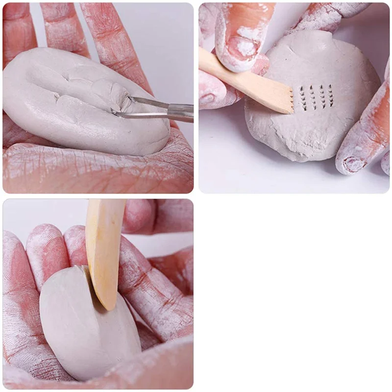 

ABRE-инструменты для лепки из керамической глины, 44 шт., инструменты для резьбы по керамике с деревянной ручкой, скребок для металла и инструменты для формирования пластиковой глины