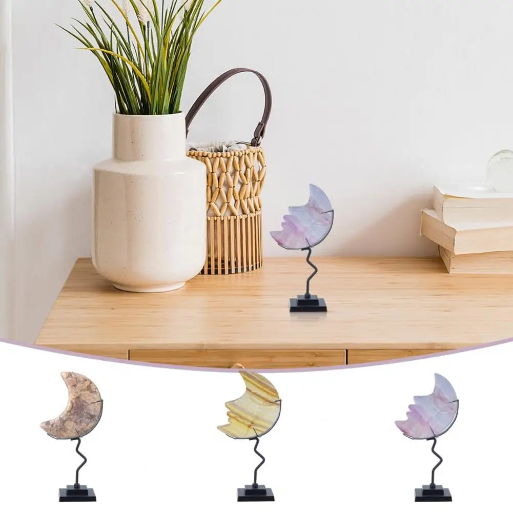 

Moon Faux Crystal Display Holder Heavy Duty Metal Faux Gems Natural Stone Show Stand Home Office Desktop Decoration