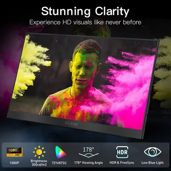 15.6吋便攜式筆記型電腦顯示器,1080P分辨率,72% NTSC色域,100% sRGB色域,USB-C接口,HDMI輸出,支援HDR,可作為旅行外接第二台電腦螢幕。 7 最佳銷售 便攜式螢幕顯示器 - №1