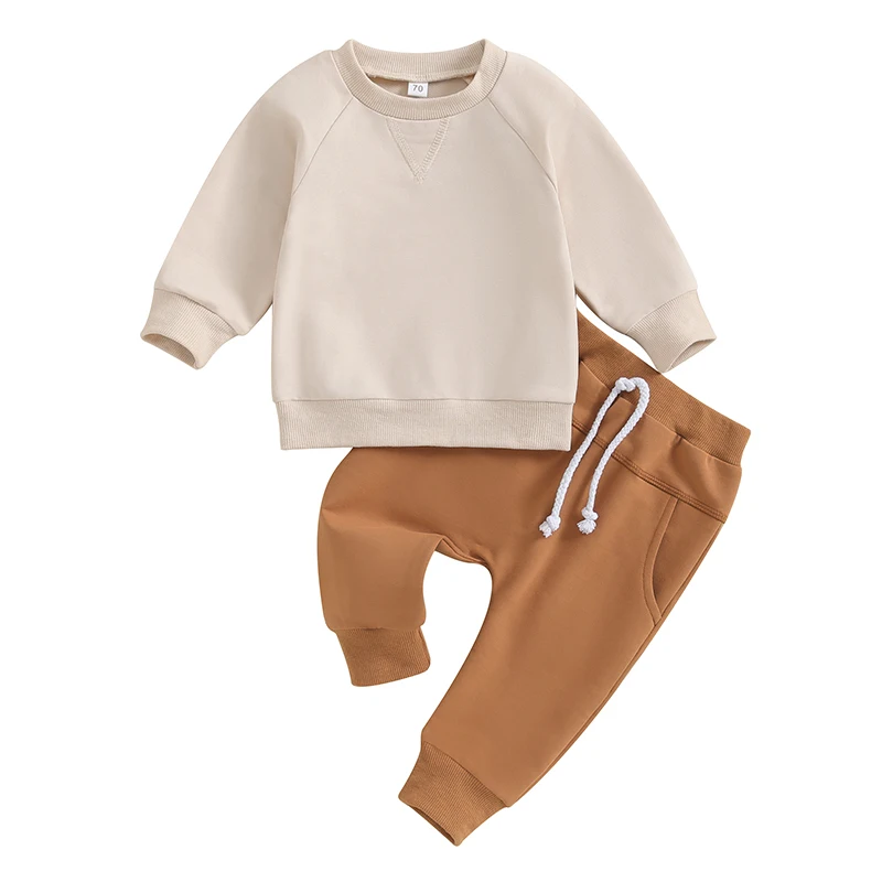 

Spring Autumn 0-3Years Newborn Baby Boy 2PCS Clothes Set Solid Color Sweatshirt Pants Toddler Clothes Outfit Baby Costume