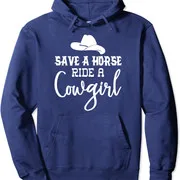 Polarshe Save a Horse Ride a Cowgirl Funny Fun Horse Gift Unisex Sweatshirt met capuchon