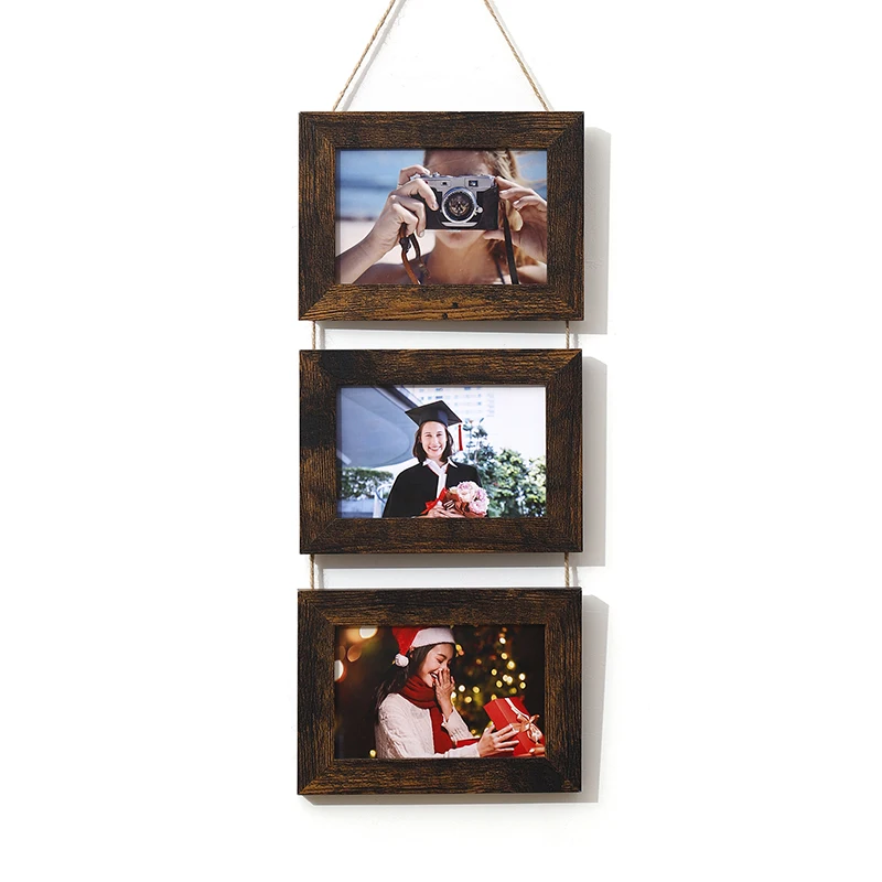 1pc, wall frame 3 photos, rustic picture frame wall decoration, art home decoration, birthday party decoration, party gifts