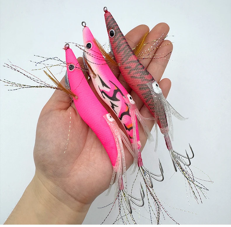 ShareShark 3.5 Holz-Garnelen-Tintenfisch-Jig-Köder UV-Leuchtend Simulierter Künstlicher Garnelenköder Tintenfisch Oktopus Salzwasser-Angelzubehör – Detail 6