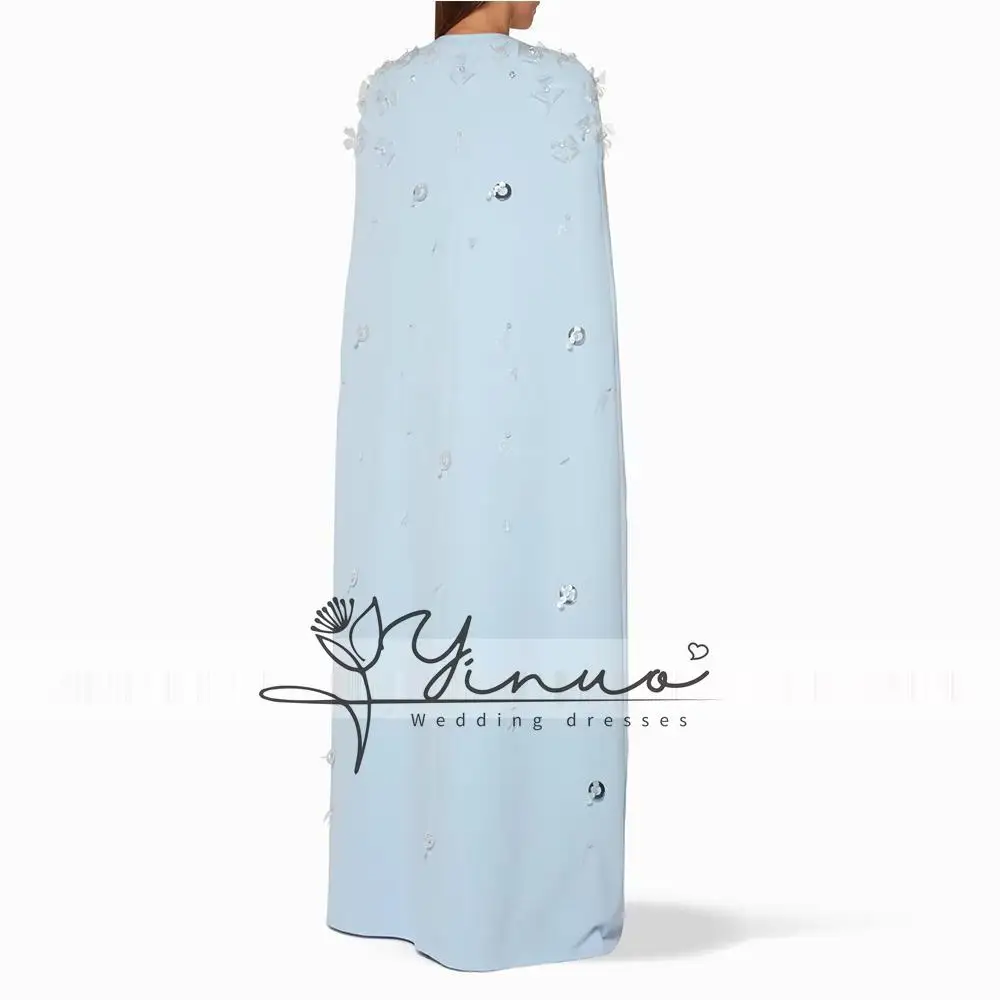Customized  Elegant Blue Women's Evening Gown For Wedding Sheath Formal Party Dress Floor Length Prom Dress Sleeveless Beading S