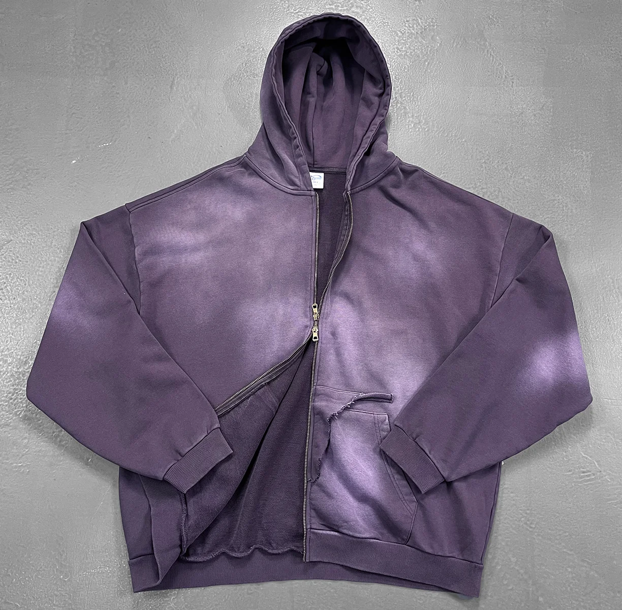 2025 New Autumn New Zipper Cardigan Sweatshirt Unisex Vintage Distressed Gradient High Street Hooded Loose Jacket