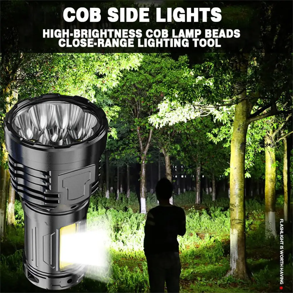 8led Flashlight 12000lm Super Bright Rechargeable Torch Tactical Lights Hand Lantern Outdoor Camping Nocturnal Emergency Tool