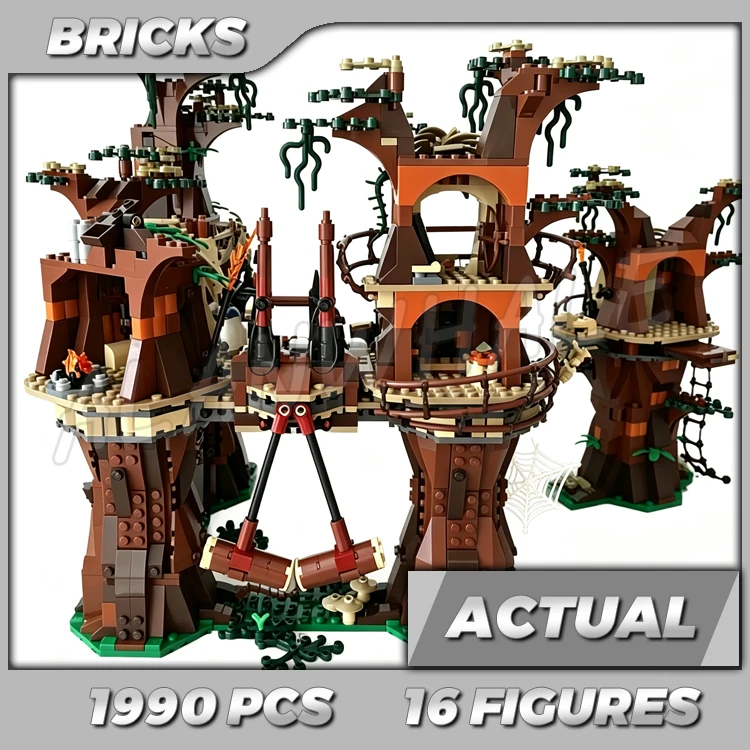 1990pcs Star Plan Ewok Schoole Treetop Home Tree-trunk Hideout Elevating Throne 05047 Building Blocks Toy Compatible With Mod