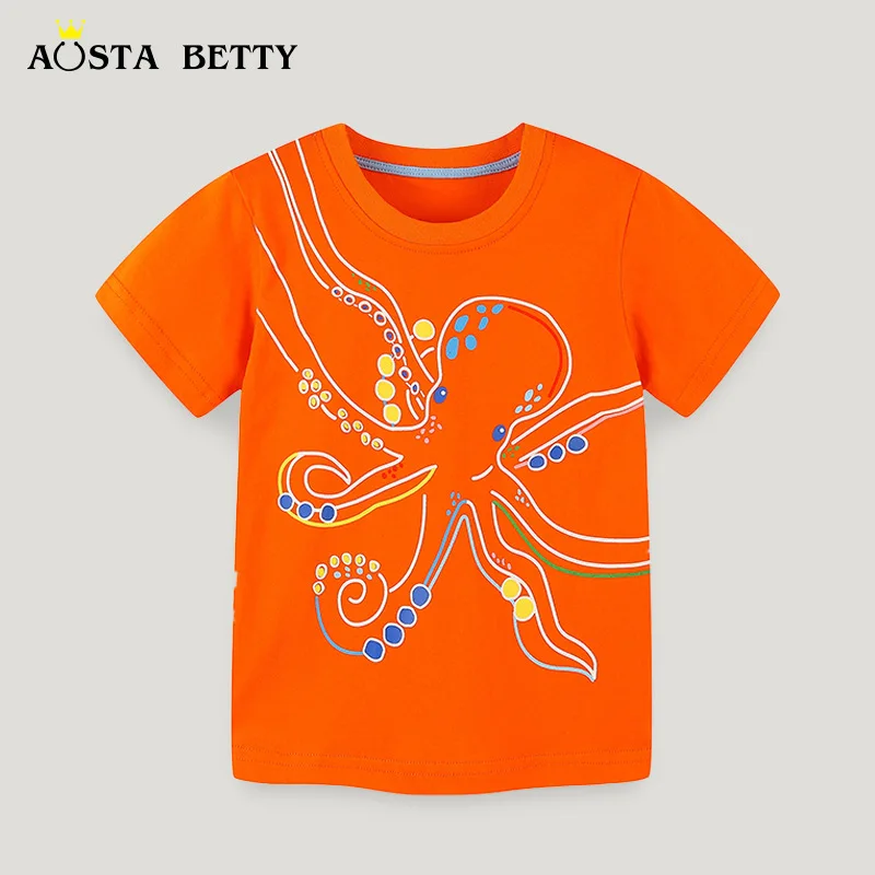 

Summer New Boy's T-shirt European and American Style Children Cartoon Octopus Printed Children's Round Neck Short-sleeved Shir