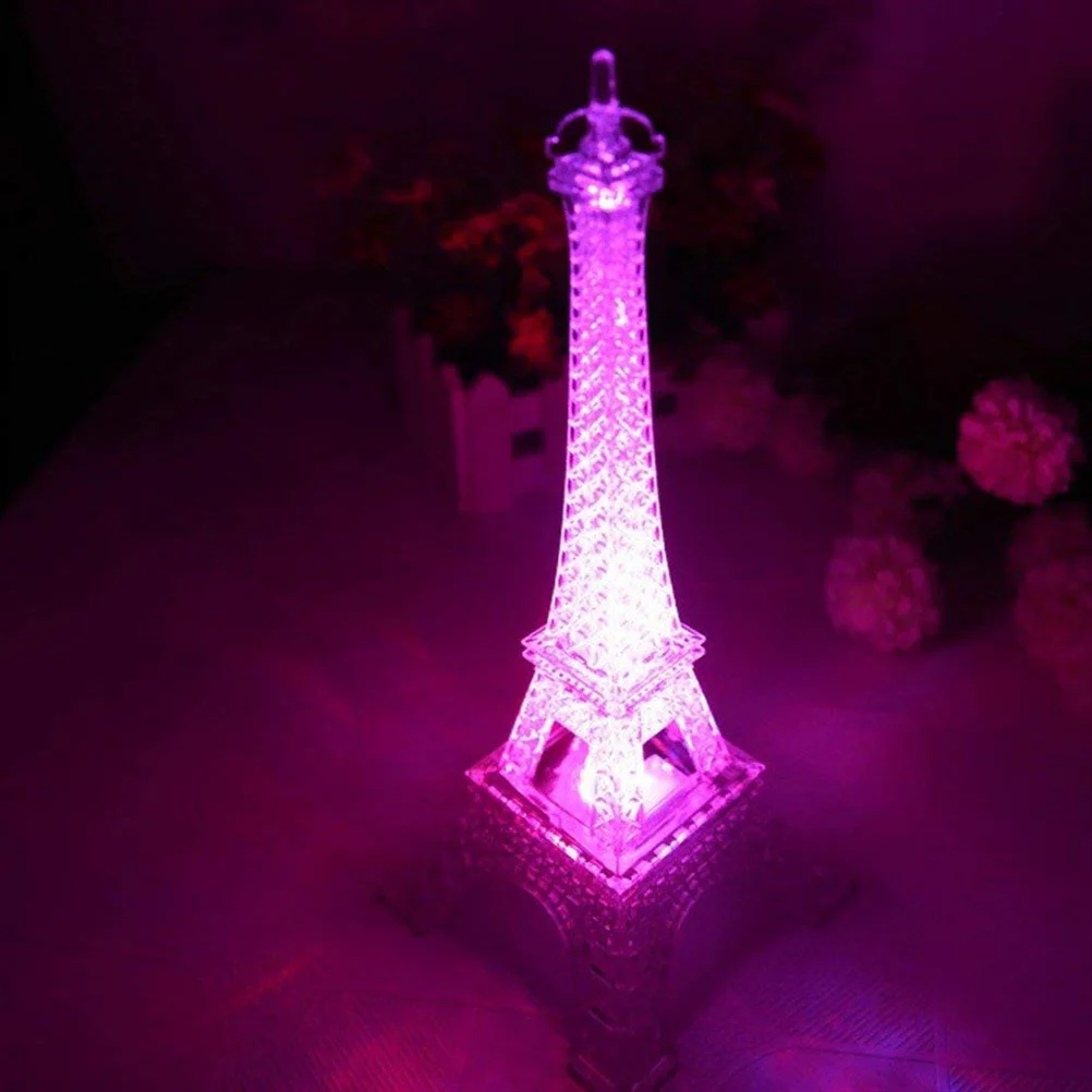 

2Pcs Mini Night Light Eiffel Tower LED Desk Lamp 6x6x13cm Acrylic Nightlight Romantic Home Party Decor Mini Night Light