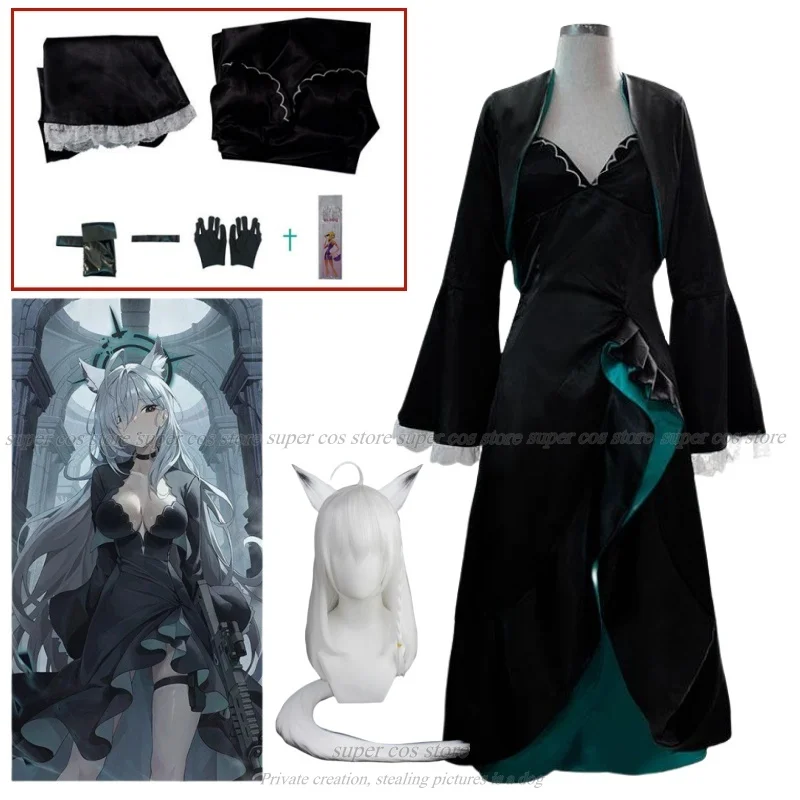 Game Blue Archive Sunaokami Shiroko Cosplay Costume Blackened Version Dress Halloween Party Role Play Outfit