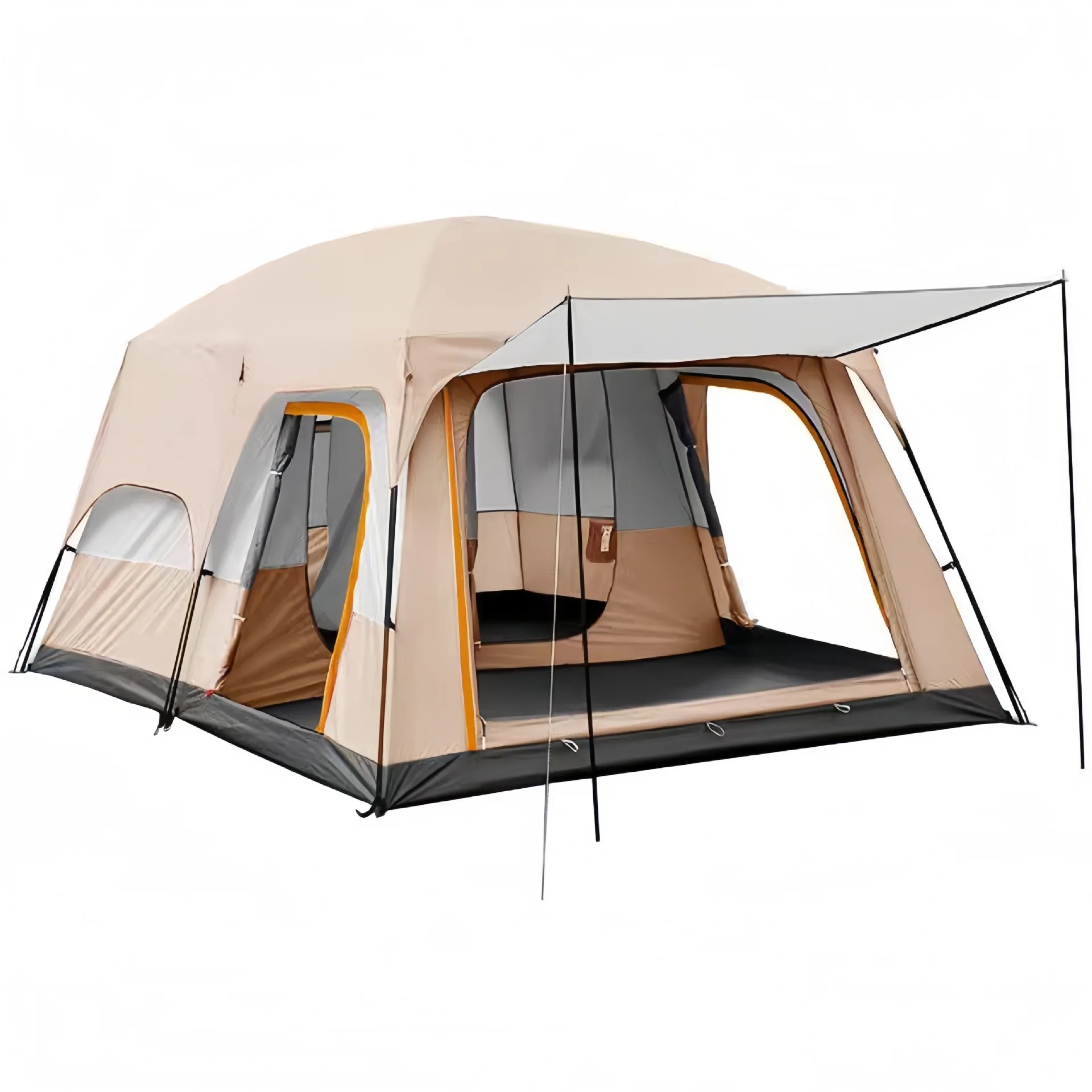 Outdoor Large 2-Room 1-Hall Tent Sun Protection Camping Shelter Portable For 3 to 5 People Overnight Camping