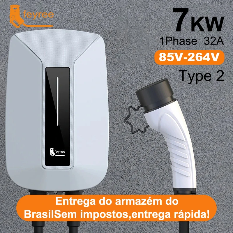 

feyree EVSE Wallbox EV Charger Type2 32A 7KW 1 Phase IEC62196-2 Plug Electric Vehicle Charging Station Car Charger 5m Cable