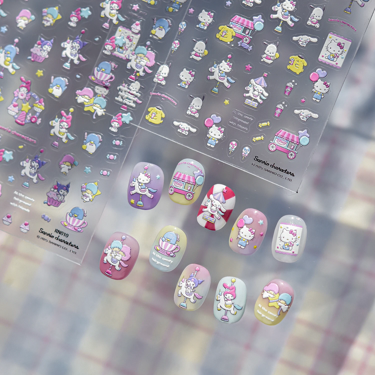1pcsSanrio  Nail Stickers Long lasting Nail DecalsHello Kitty Merloti KurumiCinnamon DogCartoon StyleINS Trend Stickers