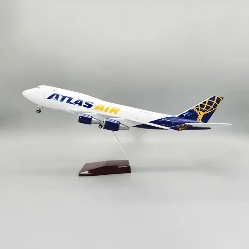 Imagem -04 - Atlas Air Airlines Resina Plastic Assembly Plane Replica Toy Modelo para a Coleção Decor 47cm 1:157 Escala B747400 B747 Novo