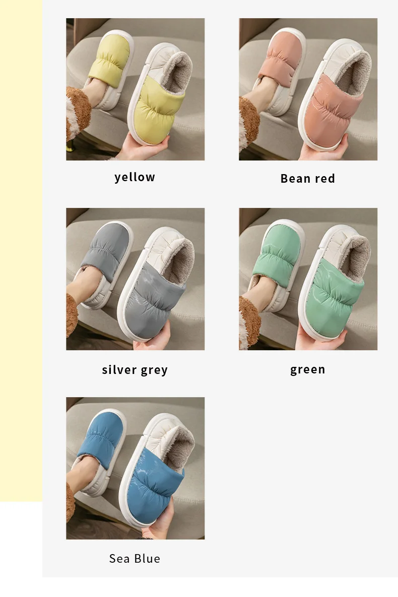 Unisex Winter-Warmhausschuhe für Damen und Herren, 4 cm dicke Sohle, Cloud-Pillow-Slides, wasserdicht, für drinnen und draußen, Fleece-Hausschuhe, Mule. – Detail 9
