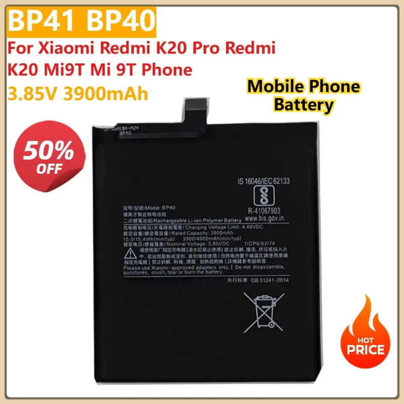 

Replacement Mobile Phone Battery BP41 BP40 3.85V 3900mAh For Xiaomi Redmi K20 Pro Redmi K20 Mi9T Mi 9T Phone