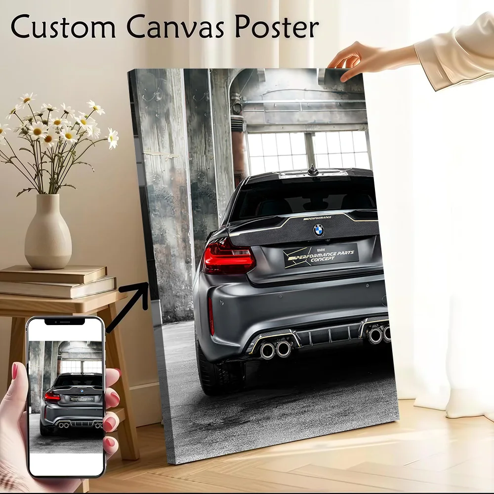 Matte Black Sports Car M Performance Concept Printed Canvas Poster Personalized High Quality Wall Art Paintings for Decor Room